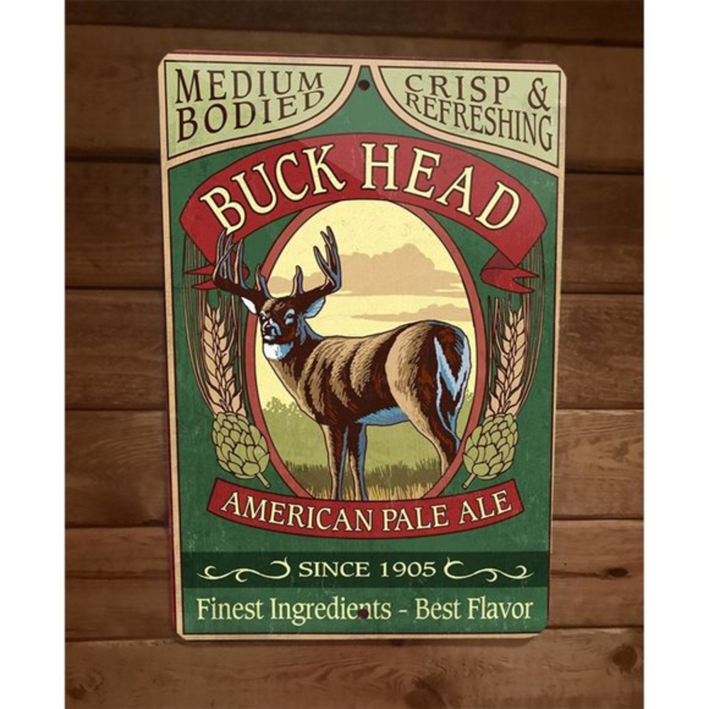 Buck Head Deer American Pale Ale Beer 8x12 Metal Wall Sign Bar Animal Poster